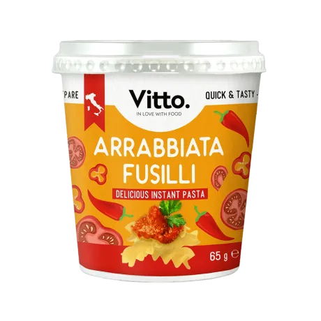 Cup of Vitto Arrabbiata Fusilli instant pasta, 65 g