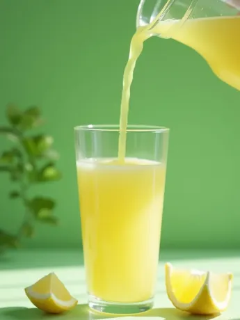 Lemon juice poured into a glass