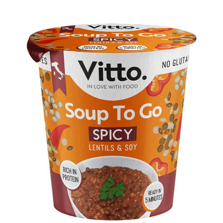Vitto Soup To Go Spicy with lentils and soy cup