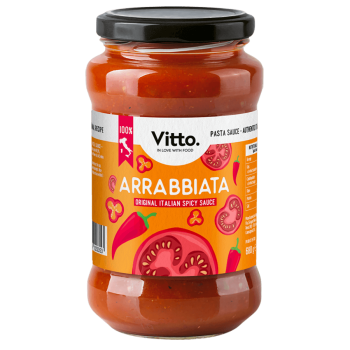 Arrabbiata spicy tomato sauce – Vitto jar front view