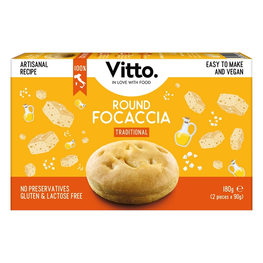Round focaccia – traditional Italian gluten-free bread