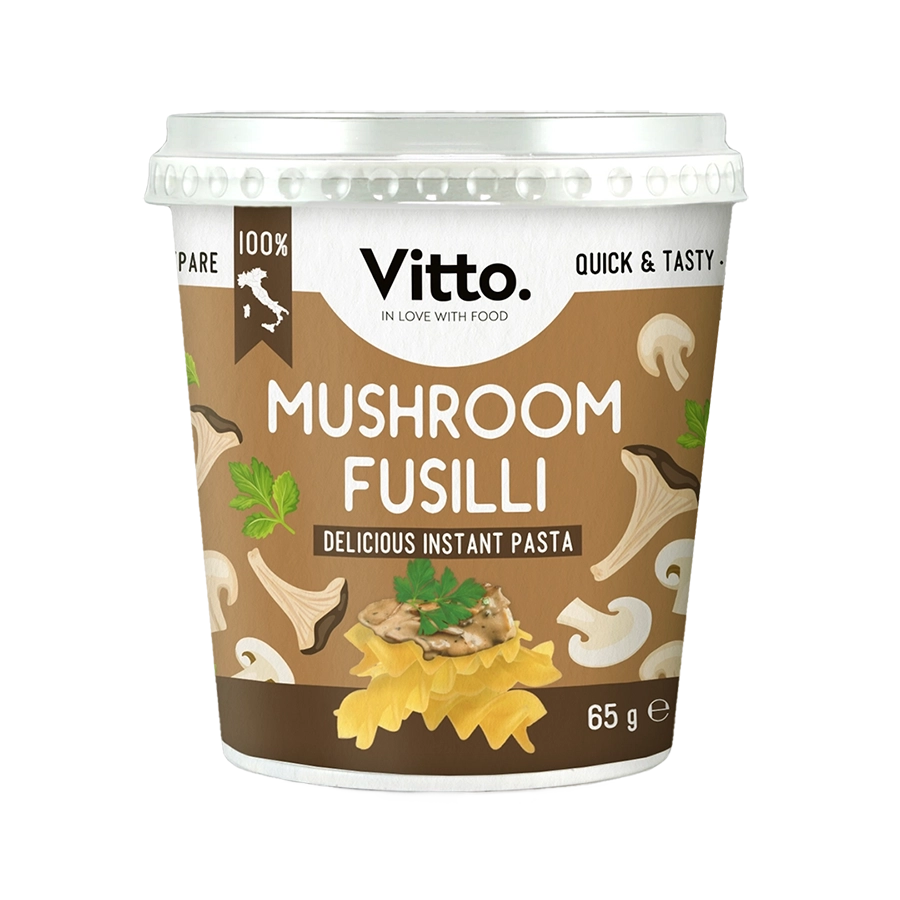 Fusilli with mushroom sauce – ready-to-eat pasta meal