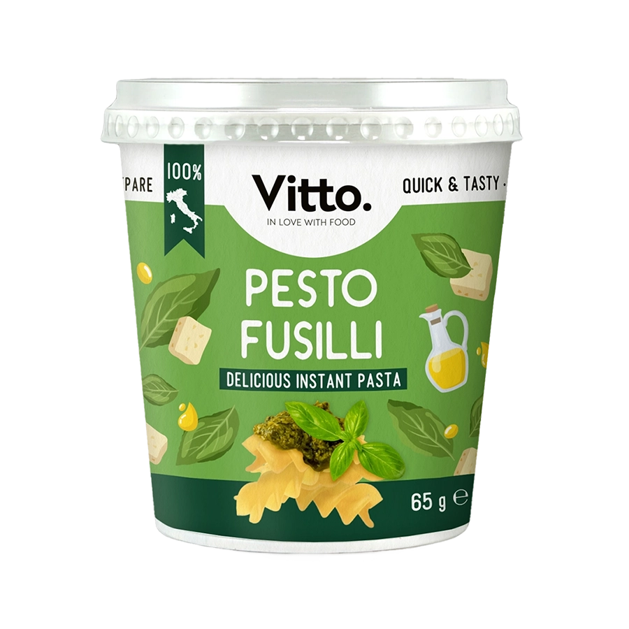 Cup of Vitto Pesto Fusilli instant pasta, 65 g